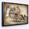 Designart - Medieval Castle with Carriage - Contemporary Canvas Art Print in Black Frame